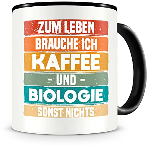 Samunshi® Biologie Tasse mit Spruch Kaffee und Biologie Geschenk für Biologie Fans Kaffeetasse groß Lustige Tassen zum Geburtstag schwarz 300ml