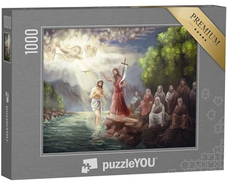 puzzleYOU: Puzzle 1000 Teile „Kunstgemälde: Petrus der Täufer tauft Jesus“ – aus der Puzzle-Kollektion Christentum