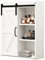 RUSTOWN Farmhouse Wood Wall Storage Bathroom Cabinet with Sliding Barn Door, Rustic Medicine Cabinet with Adjustable Shelf, 3-Tier Vintage Cabinet for Kitchen, Bathroom, Living Room (Vintage White)