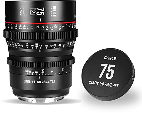 MEKE 75mm T2.1 Super 35 Prime Manueller Fokus Cinema Objektiv für EF-Mount Cine Kamera, kompatibel mit Canon C200 C300 II, RED Komodo, BMPCC 6K, Z CAM E2-S6 BMPCC 6K Pro