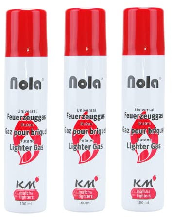KM MATCH & LIGHTERS NOLA Feuerzeuggas 3er Pack à 100ml