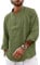 YAOBAOLE Grandad Collar Shirts for Men Henley V Neck Button Up Men Shirt Band Collar Shirts Army Green M