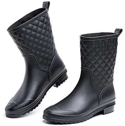 Stivali Gomma Donna Stivaletti Pioggia Chelsea Rain Boots Wellies Ankle Boots Stivaletti Impermeabili Scarpe da Pioggia Nero Taglia EU 39