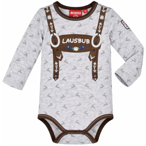 Bondi Baby Langarm Body Lausbub 91582 | Grey Melange (68)