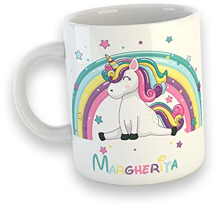 Unicorno Tazza Mug in Ceramica Colazione Felice Idea Regalo Natale Compleanno Originali e Divertente Unicorni Festa Compleanno bambina bambini Stampa Personalizzata con nome bimba The Latte Spremuta 3