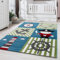 Carpetsale24 Kinderteppich Modern Piraten-Design Multicolor 160 cm Rund - Kurzflor Teppich Kinderzimmer Waschbarer Babyteppich Spielteppich für Junge und Mädchen Extra Weich und Antiallergen Runder
