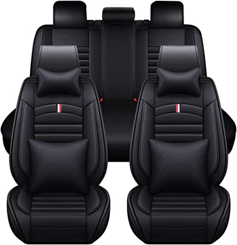 Autositzbezüge für VW T5 T6 multivan 5 Sitze,Vorne und Hinten Allwetter Komfortabler Leder wasserdichte Autositzbezüge Full Set,Sitzbezügesets Sitzschoner Zubehör,Luxurious_Set-A_Black