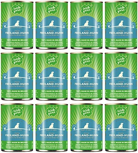 Irish Pure Premium Junior Nassfutter für Hunde | 12 x 390g | Freiland-Huhn | Vitamine | Getreidefrei | Sensitiv | mit Superfood Kelp-Alge | Nassfutter für alle Rassen