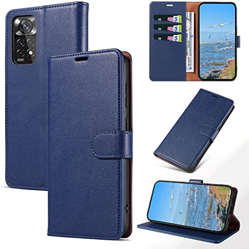 KKEIKO Coque pour Xiaomi Redmi Note 11 4G / Redmi Note 11S 4G, Antichoc Magnetique Étui à Rabat avec Porte Cartes, Portefeuille Housse en Cuir PU pour Redmi Note 11 4G / Redmi Note 11S 4G, Bleu