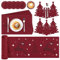 WIAZZLUK Weihnachtstischdecke, Weihnachts Tischläufer, 19 Stück Rot Weihnachten Weihnachtsläufer, Weihnachtstischläufer Platzset Weihnachten, Tischset Platzsets Platzdeckchen Bestecktasche Weihnachten