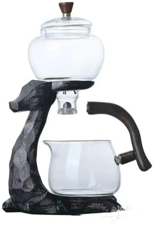QIUMING Juego de té Creativo Hecho con Ciervos, Tetera de Cristal de Kung Fu semiautomática para Hombre Perezoso, Tetera Individual Hecha de Vidrio Resistente al Calor, Segura de Usar