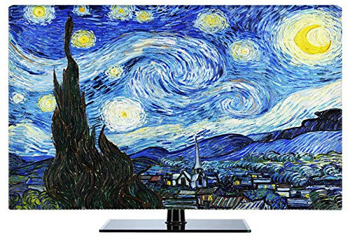 Universal TV Dust Cover 22-80 Inch Polyester Fabric Smooth Screen Protector for LCD LED Plasma Television Art Printing Decor for Flat Curved TV(Color:BLUE,Size:22in)