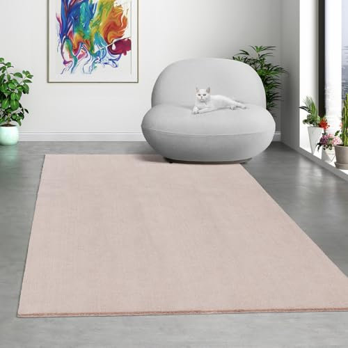 Mia's Teppiche Comfort Tapis Moderne Moelleux à Poils Courts, Dessous antidérapant, Lavable à 30 degrés, Super Doux, Aspect Fourrure, Rose, 200 x 280 cm