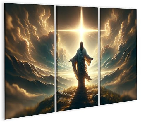 islandburner Bild auf Leinwand Jesus im Sonnenlicht auf Hügel Erlöser Bilder Wandbilder Poster