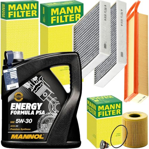 Mann Inspektionspaket+Mannol 5W-30 Öl | C5082/2+CUK21000-2+HU711/51X+257.808.011+MN1801 passend für C3 2 207 208