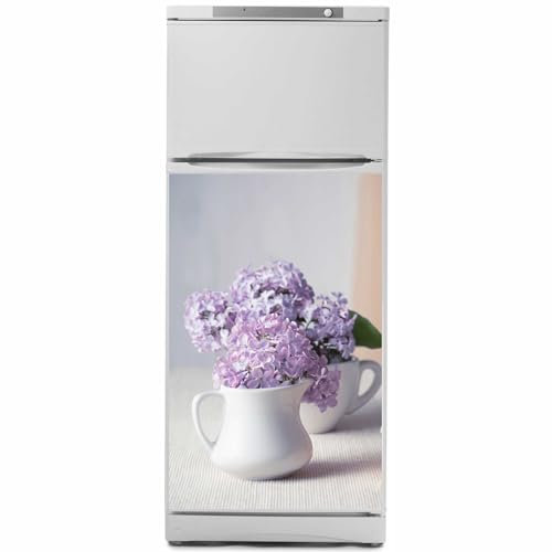 Kiwistar - Film pour réfrigérateur - 80 x 80 cm - Fleurs avec livre - Verre laminé résistant aux rayures - Autocollant pour réfrigérateur - Meubles - Design - Rénovation - Film de cuisine sticker