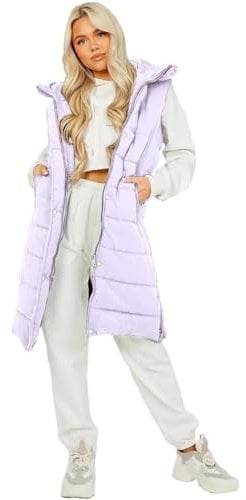 Hamishkane Gesteppte Damenjacke, gepolstert, mit Reißverschluss, mit Kapuze, Bodywarmer, Flieder, 36