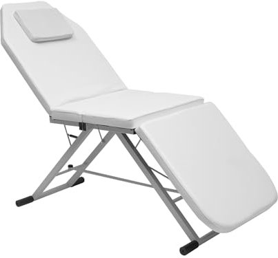 Klappbare Kosmetikliege, Therapieliege Verstellbar & Klappbar, Tattooliege mit Kopfstütze, Massageliege mit Metallrahmen, bis 551,15 lbs belastbar, in Fußmassagegeschäften, Gesundheitssalons (Weiß)