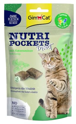 GimCat Nutri Pockets Insecte et Herbe à Chat – Friandise croustillante pour Chat avec ingrédients Fonctionnels – 1 Sachet (1 x 60 g)