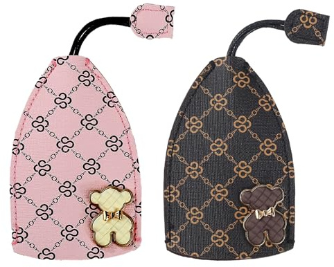 Umimiss Leather Key Bag - 2 Pcs Key Pouch, Keyring Pouch, Pu Key Covers for House Keys, Car Key Pouch, Waterproof Pull Type Key Cover for Men Women, Creative Pull-out Cute Large-capacity Car Key Case