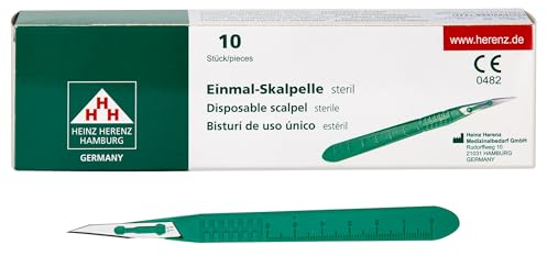 Shehadeh - Sterile Skalpelle - aus rostfreiem Edelstahl - scharf - Handgriff aus ABS - zum Einmalgebrauch - Figur. 11 - einzeln verpackte Skalpelle.