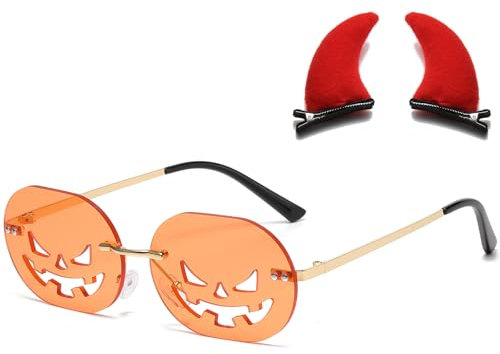 Musivon Halloween Sonnenbrille für Damen Herren – Kürbisbrille für Kostümparty, Abschlussball, Cosplay