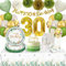 YIMAKJ Vaisselle Anniversaire 30 Ans, Eukalyptus Deco Anniversaire,100 PièCes Kit Anniversaire, Avec Assiettes Carton, Tasses, Serviettes, Set De Assiette Anniversaire Vert Pour 30 Ans Femme Homme