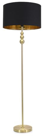 ValueLights | Gold Stacked Ball Single Stem Standing Floor Lamp with Black/Gold Shade | Floor Lamps & Torchieres, Home Décor & Improvement Essential | Includes Bulb