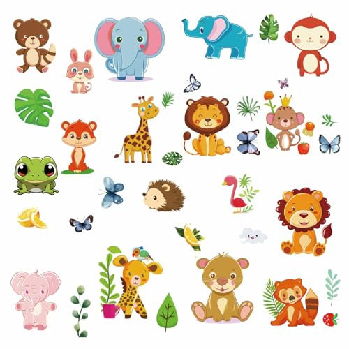 craspire 8 Blatt 8 Stile Fensteraufkleber Mit Wildtieren Zoo Dschungeltieren Elefant AFFE Igel Löwe wasserdichte Entfernbare Fensteraufkleber Glas Wandaufkleber Dekoration Für Zuhause Schlafzimmer