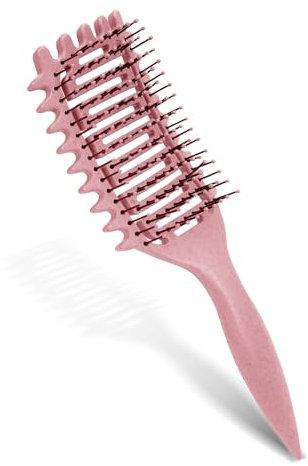 Bio Haarbürste, Haarbürste ohne Ziepen, Entwirrbürste geeignet für Locken & lange Haare von Damen,Herren & Kinder, Kopfhaut Massagebürste, klimaneutrale Bürste (Rosa)