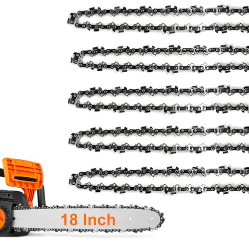5Pack 18 Inch Chainsaw Chain 62 Drive Links 3/8 LP Pitch .050 Gauge Fits Oregon, Echo, Poulan Pro 051338, EGO AC1800, Craftsman, McCulloch, Ryobi, Remington, Kobalt and more