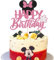 SYKYCTCY 1 Pack Mouse Happy Birthday Cake Toppers Glitter White Gloves Bow Mouse Inspired Birthday Cake Pick for Baby Shower Kids Birthday Party Cake Decorations Supplies Black Pink