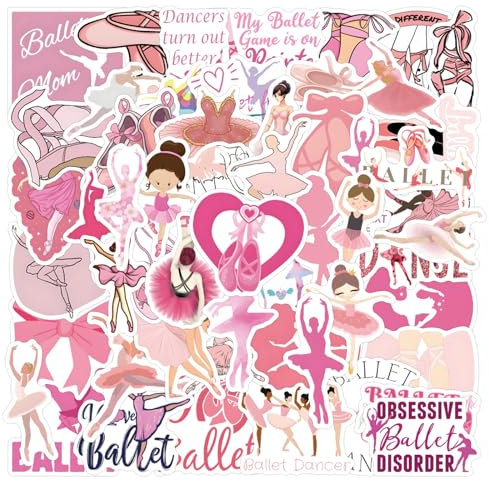 Das Ballett Aufkleber 50 Stücke Niedlich Deko für Auto Laptop Skateboard Fahrrad Moped Motorrad Fahrrad Computer Ballet Sticker Set,Geeignet für Erwachsene Kinde