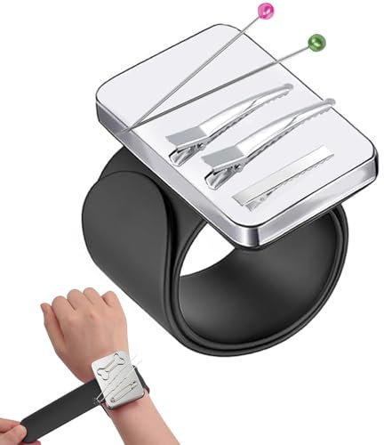 Jidyllic Magnetic Wrist Sewing,Magnetic Pin Cushion Wrist Portable Arm Pin Cushion Magnetic Pincushion with Silicone Wristband for Sewing Braiding
