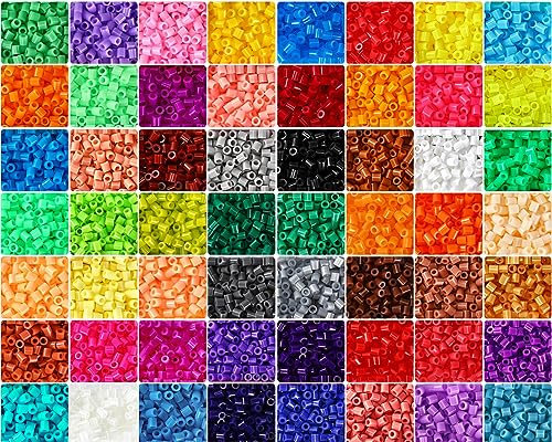 Libima 14000 Pcs 56 Bags Fuse Beads Bulk for Kids Art and Crafts 5 mm Assorted Iron Beads Set Multicolored for Birthday Gift Bracelet Making Accessories