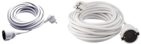 Meister Schutzkontakt-Verlängerung - 5 m + 10 m Kabel - weiß - Kunststoffleitung - IP20 Innenbereich/Kupplung mit Berührungsschutz/Schuko-Verlängerung / 7432510 + 7432910