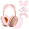 Seltureone Funda 4 en 1 compatible con AirPods Max almohadillas de oído, protección de auriculares, funda protectora de silicona, accesorios para auriculares AirPod Max, almohadillas - Rosa