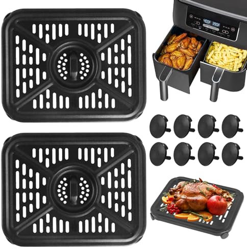 Replacement Air Fryer Crisper,for Ninja Foodi AF500UK 10.4L 7 in 1 AF400UK 9.5L 6 in1 DualZone 2 Drawers,Air Fryer Grill Pan,Replacement Accessories for Air Fryer Trays Suitable for Kitchens