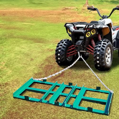 GarveeLife 4 ft Drag Harrow Driveway, Driveway Drag, Grader Landscape Power Rake for ATV, UTV, Tractor, Mower, Tow Behind Yard Lawn Leveling Tool with 6 ft Heavy Duty Chain