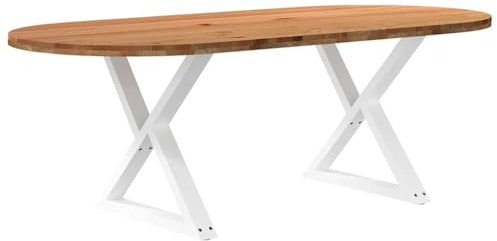 vidaXL Esstisch Hellbraun 220x100x74 cm Massivholz Eiche Oval, Küchentisch, Restauranttisch, Tisch Restaurant, Esszimmertisch, Bistrotisch