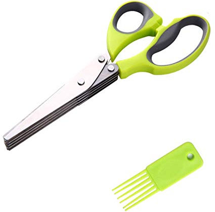 Windmilne Forbici da Cucina, Forbici per Erbe aromatiche, con 5 Lame in Acciaio Inox e Coperchio di Sicurezza, taglierino per Utensili da Cucina, Forbici da Cucina