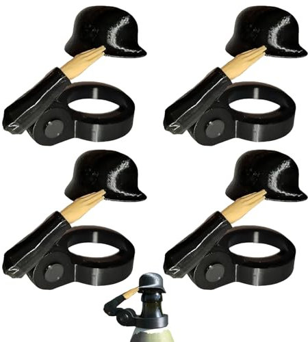 Soldier Salute - Casco da birra, 4 tappi per bottiglie di birra, divertente casco per soldati Salute, cappello da birra per la festa del papà, veterani, amanti dei soldati attivi