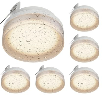 ledscom.de 6x Deckenleuchte IPLY, IP44, weiß matt, rund, inkl. GX53 LED Leuchtmittel, 509lm, warmweiß