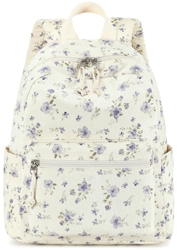 LEDAOU klein Rucksack für Damen Mini-Rucksack Geldbeutel für Mädchen Teenager Kinder Schule Reisen Schultertasche Kleiner Rucksäcke Damen (Kleine Blumen 201)