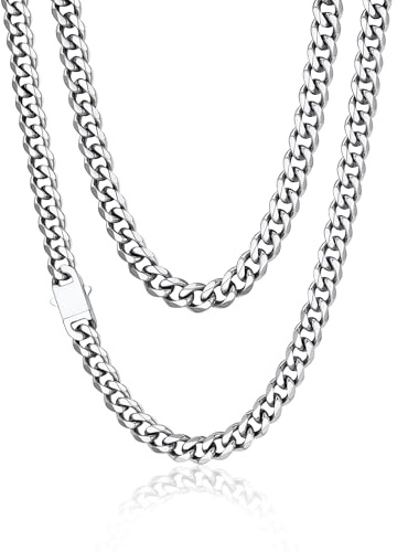 PROSTEEL Panzerkette Herren Edelstahl Halskette Silber/Gold/Schwarz | Breite 6/9/12mm , Länge 46-76cm, Kubanische Kette Gliederketten Punk Hip-Hop Schmuck für Männer mit Starker Verschlüsse