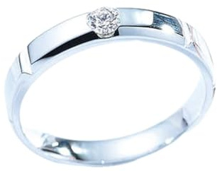 Verlobungsring Männer, Herren Ringe Silber mit 0,12 Ct Diamant 9K Weißgold Größe 62 (19.7)