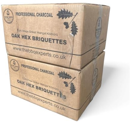 20kg Turkish Oak HEX Charcoal Briquettes by The BBQ Experts - Restaurant-Grade Oak Wood Briquettes for BBQ, Smoking & Grilling - Long Lasting Grade A 5 Hour Burn Time