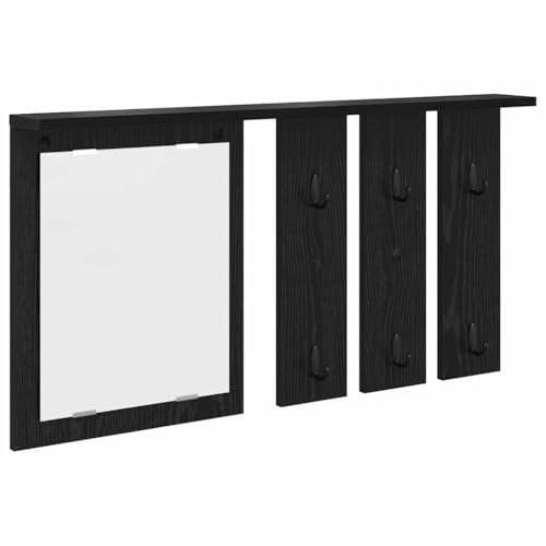 Qnhdfrt Estante de pared con espejo, color negro, efecto madera, 85 x 45 cm, diseño moderno para pasillo, salón o dormitorio