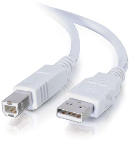 C2G 2M USB Printer Cable, USB 2.0 A to B Lead. Compatible with printers and scanners from HP, Epson, Brother, Samsung, Cannon and all other USB A/B devices, White