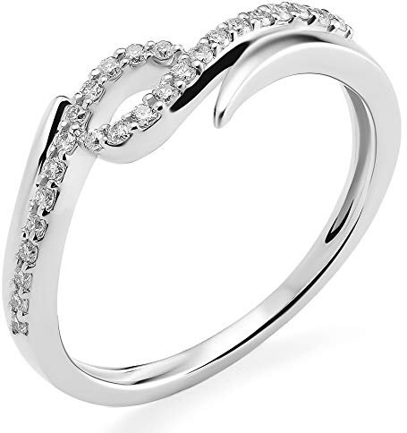 Orphelia Damen-Ring 750 Weißgold rhodiniert Diamant (0.15 ct) weiß Rundschliff Gr. 60 (19.1) - RD-3221/60